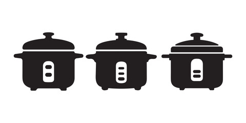 Three modern electric cookers or multi cookers icons vector illustration