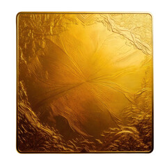 Square gold plaque with carved organic textures
