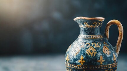 Exploring the elegance of ancient Greek craftsmanship through a detailed view of a tripod jug