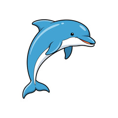 Naklejka premium Cartoon illustration of a cute dolphin isolated on