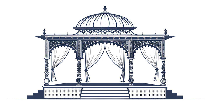 Minimal vector Indian wedding mandap silhouette