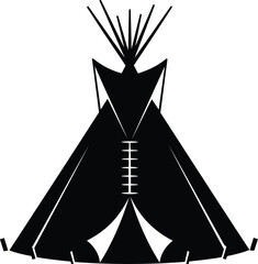Native american teepee shelter silhouette indigenous dwelling traditional camp home symbol icon vector © SAIF820