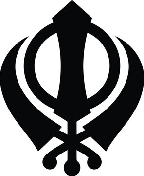 Sikh khanda symbol sacred religious iconography emblematic spiritual warrior concept graphic vector