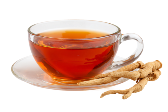 health-boosting ginseng honey tea isolated on transparent background - Powered by Adobe