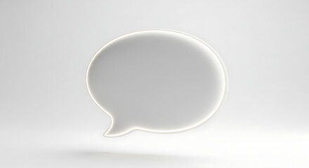 Speech Bubble Icon Modern 3D Rendering with Glowing Outline on Light Gray Background