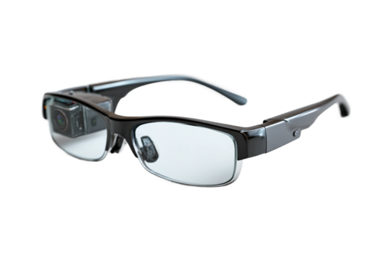 smart glasses with integrated camera isolated on transparent background