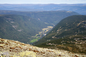  Stunning View Over Rjukan Valley from Gaustatoppen, Norway's Majestic Peak Keywords: Norway, Gaustatoppen, Highest, Beautiful, Mountain, Rjukan, Valley, Scenic, Landscape, Snowy, Winter, Panorama,
