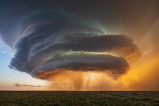 Rotating Supercell Mothership at Sunset