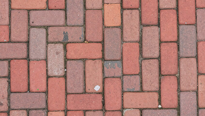 Close up of a colorful brick paving pattern