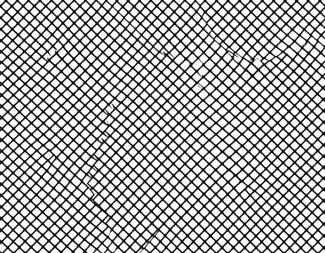 Black and white image features a grid-like pattern, appearing like netting. Lines intersect creating diamond shapes. Slight imperfections are visible