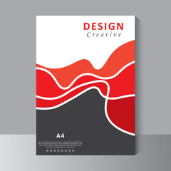 Abstract shape on red colour background brochure, A4 size book cover template for annual report, magazine, booklet, proposal, portfolio, poster, print ready colour