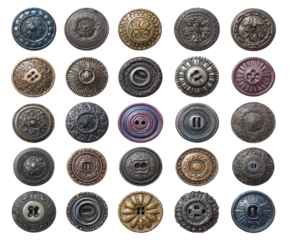 Collection of decorative vintage buttons.  Various shapes, sizes, and detailed designs
