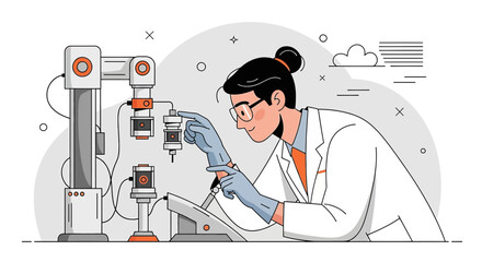 Scientist using advanced robotic technology in a modern laboratory for scientific research