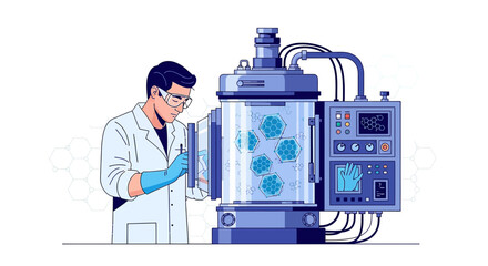 Scientist using modern lab equipment to study molecular compounds for future research