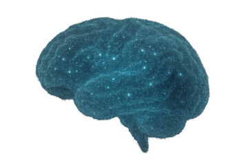 Artificial intelligence brain showing glowing neurons and neural activity, symbolizing data processing and abstract thought on transparent background