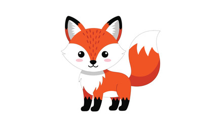 Fototapeta premium Cute Red Fox Standing Kawaii Cartoon Illustration