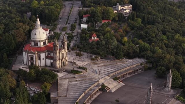 Sameiro Sanctuary in Braga drone big circle