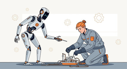 Human collaboration with ai, innovative engineering and technology of future society, robot