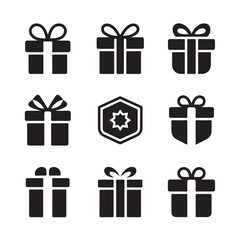 Modern Flat Gift Icons with Ribbon Designs