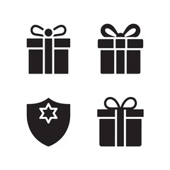 Modern Flat Gift Icons with Ribbon Designs