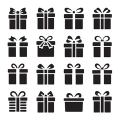 Modern Flat Gift Icons with Ribbon Designs