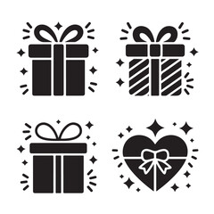 Modern Flat Gift Icons with Ribbon Designs