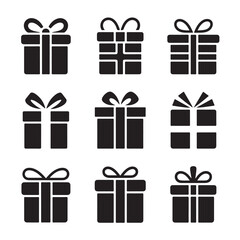 Modern Flat Gift Icons with Ribbon Designs