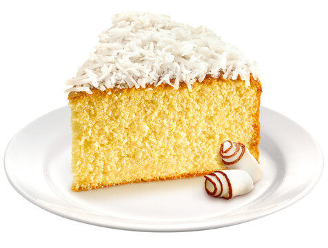 prato com delicioso bolo de coco isolado em fundo transparente
