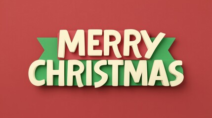 Merry Christmas festive greeting text on red and green background for holiday design and winter celebration concept