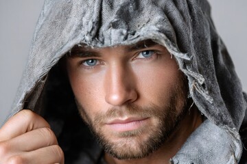 Man with hooded cloth creating mystery