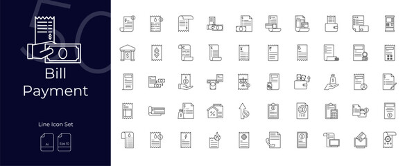 Bill Payment Line Editable Icons set