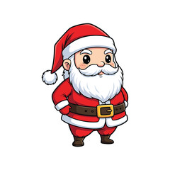 Cute cartoon santa claus isolated on with red suit