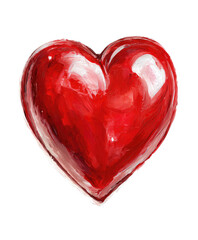 A vibrant, glossy red heart