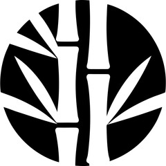 Stylized bamboo stalk in a circle on transparent background silhouette