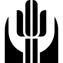 Abstract saguaro cactus silhouette on transparent background