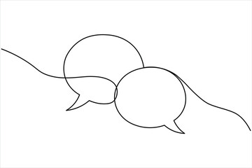 Speech bubble continuous one line drawing illustrating dialogue and communication vector art