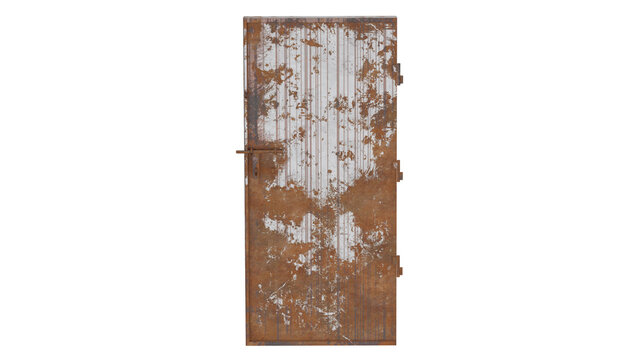 3d rendering door single rusted