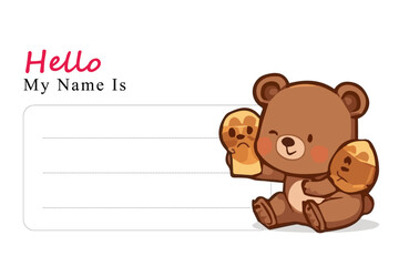 Fototapeta premium Name Tag Template for student school. concept ay bear