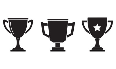 Black and White Award Cup Silhouettes and Vector Designs
