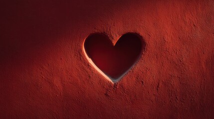 Heart-Shaped Cutout In A Red Wall: Romantic Symbol Of Love And Connection For Valentine’s Day Campaigns, Home Decor, And Inspiring Imagery Of Warmth, Intimacy, And Togetherness