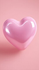 Glossy Pink Heart Balloon Floating Over Soft Pink Background — Romantic Love Symbol for Valentines, Weddings, Party Decor, and Gift Ideas