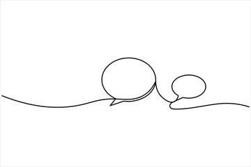 Speech bubble continuous one line drawing illustrating dialogue and communication vector art