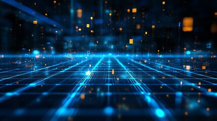 Experience the future with this dynamic blue and orange technology grid, perfect for modern websites and presentations needing a high-tech edge