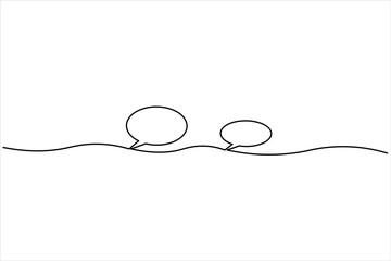 Speech bubble continuous one line drawing illustrating dialogue and communication vector art