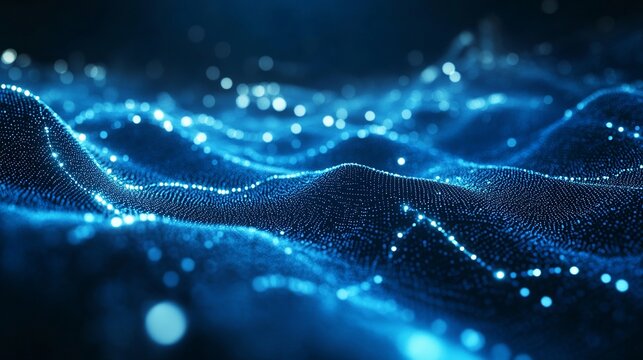 Dynamic blue network with glowing lights for innovative tech concepts and futuristic designs perfect for modern business presentation backdrops - Powered by Adobe