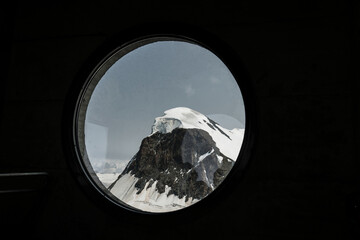 Snow-covered Mt. Breithorn on a clear alpine day, showcasing dramatic peaks, glaciers and panoramic views of the Swiss Alps