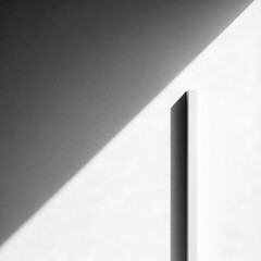 Minimalist White Architectural Wall Detail with Vertical Line and Strong Diagonal Shadow