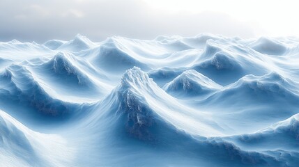 A close-up of the snow on an icy surface, with intricate patterns in shades of blue and white.