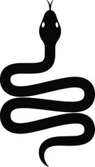 Fototapeta premium Black snake silhouette vector illustration, top view of winding reptile, simple flat icon for logo design, dangerous serpent symbol, isolated on white background