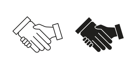 Obraz premium Handshake icons set isolated on white background flat vector illustration.